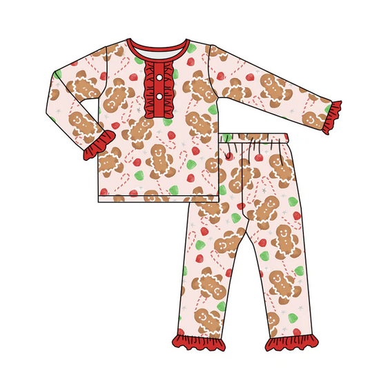 5.14 Baby Girls Christmas Gingerbread Bell Bottom Pants Clothes Sets preorder(moq 5)