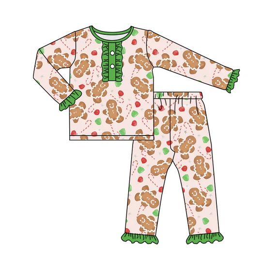5.14 Baby Girls Tee Tops Gingerbread Pajamas Sets preorder(moq 5)