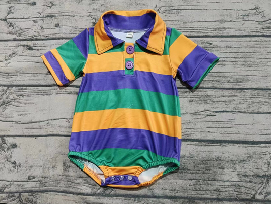 5.16 Preorder moq 5 Baby Boys Short Sleeves Yellow Green Purple Button Rompers