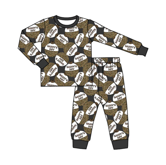5.20 Preorder (moq 5)Baby Boys Long Sleeves Daddy's Boy Camo Top Pant Pajamas Set