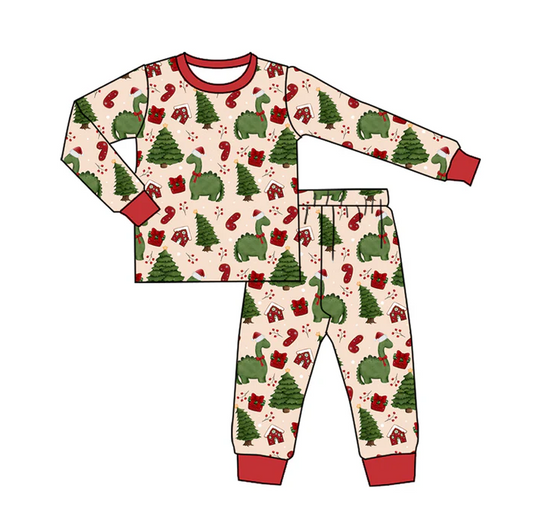 5.20 Preorder (moq 5)Baby Boys Long Sleeves Hats Dinosaurs Trees Top Pants Pajamas Set