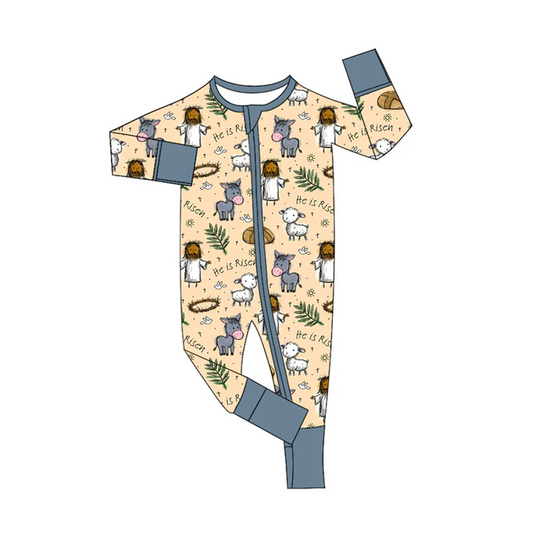 5.21 Preorder (moq 5)Baby Kids Long Sleeves Ship Donkey Zipper Rompers