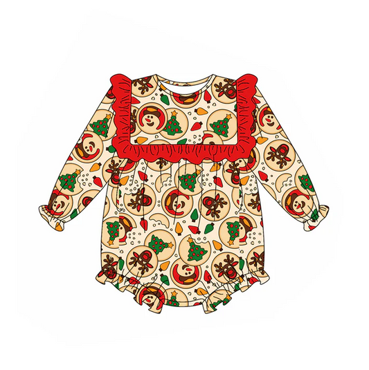 5.21 Preorder (moq 5)Baby Girls Long Sleeves Deer Trees Plaid Ruffle Rompers