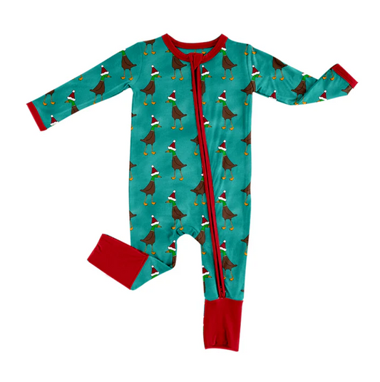 5.21 Preorder (moq 5)Baby Kids Hot Blue Long Sleeves Hats Ducks Zipper Rompers