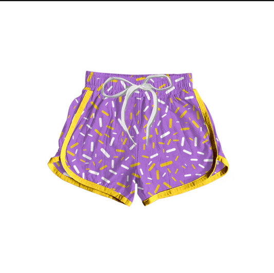 5.26 Preorder moq 5 Baby Girls Purple Sprikle Drips Bottom Shorts