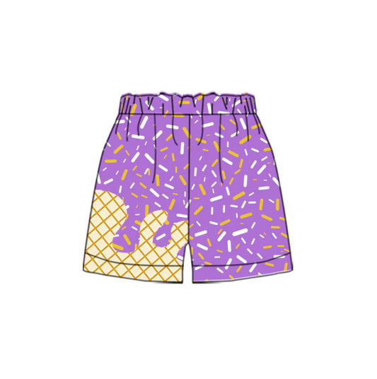 5.26 Preorder moq 5 Baby Boys Purple Sprikle Drips Bottom Shorts