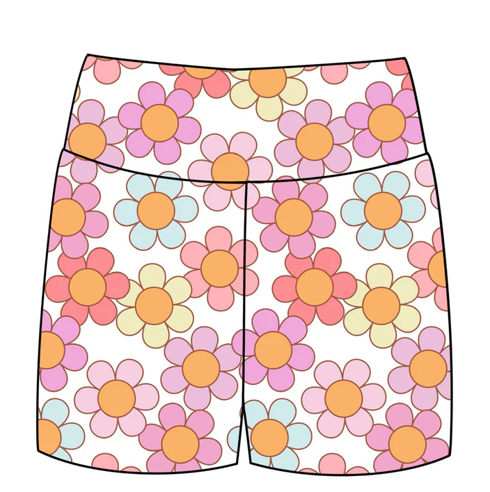 5.26 Preorder moq 5 Baby Girls Pink Flowers Biking Shorts Bottoms