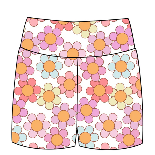 5.26 Preorder moq 5 Baby Girls Pink Flowers Biking Shorts Bottoms