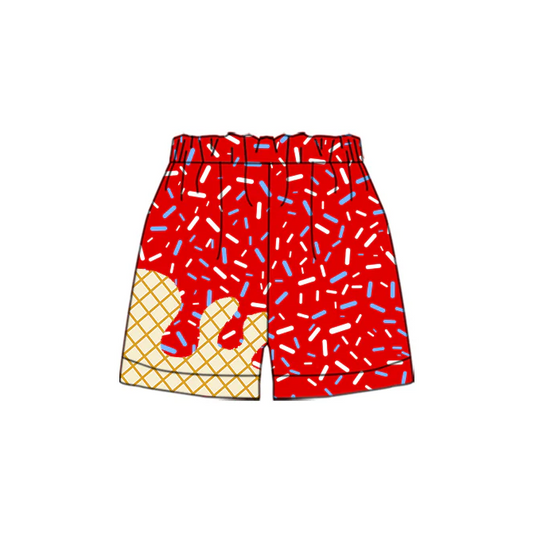 5.27 Preorder moq 5 Baby Boys Red Sprikle Drips Bottom Shorts