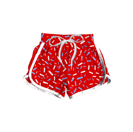 5.27 Preorder moq 5 Baby Girls Red Sprikle Drips Bottom Shorts