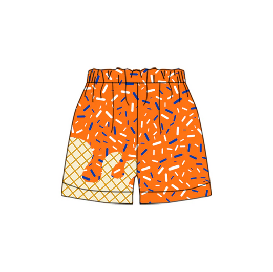 5.27 Preorder moq 5 Baby Boys Orange Sprikle Drips Bottom Shorts