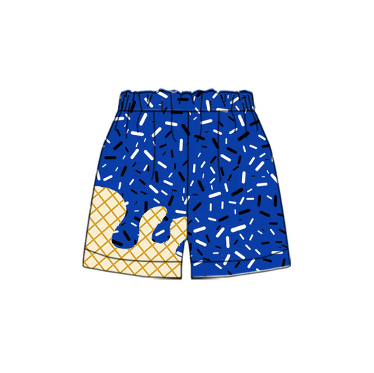 5.27 Preorder moq 5 Baby Boys Blue Sprikle Drips Bottom Shorts