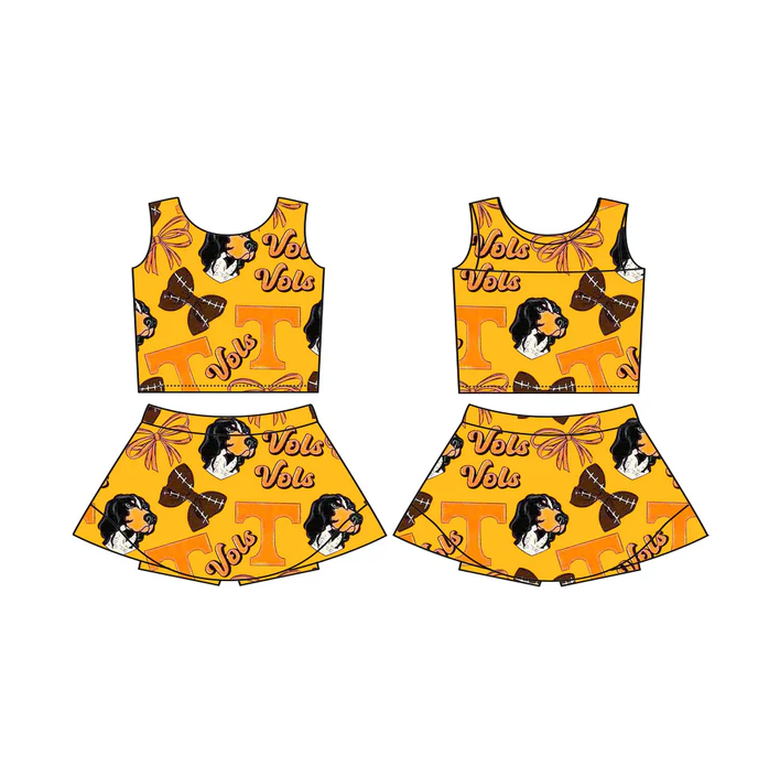 5.27 Preorder (moq 5)Baby Girls T Vols Team Sleeveless Top Skorts Sets