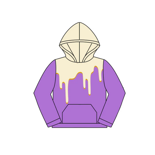 5.27 Preorder (moq 5)Baby Kids White Drips Purple Team Hooded Tops