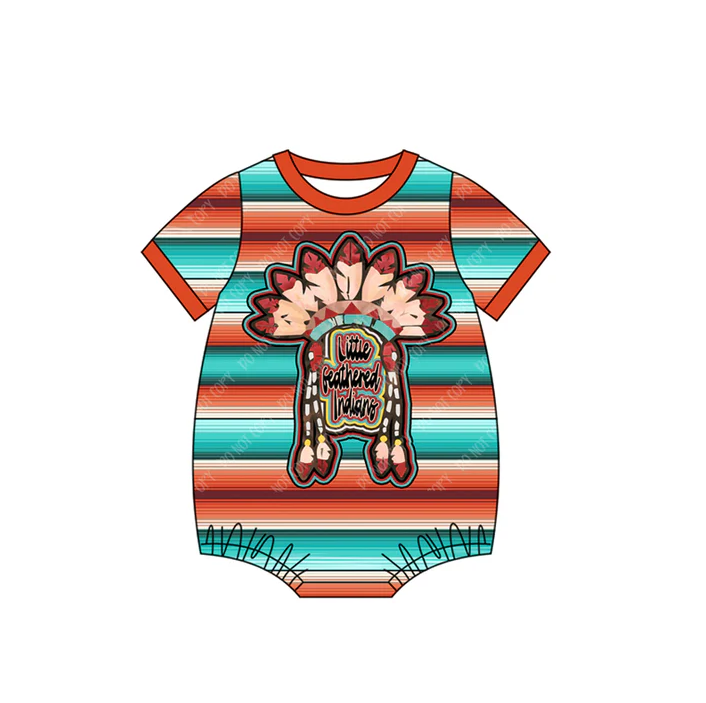 5.29 Preorder (moq 5)Baby Infant Western Indians Short Sleeve Rompers