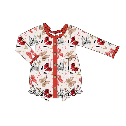 6.2 Preorder (moq 5)Baby Girls Long Sleeves Colorful Bows Plaid Button Ruffle Rompers