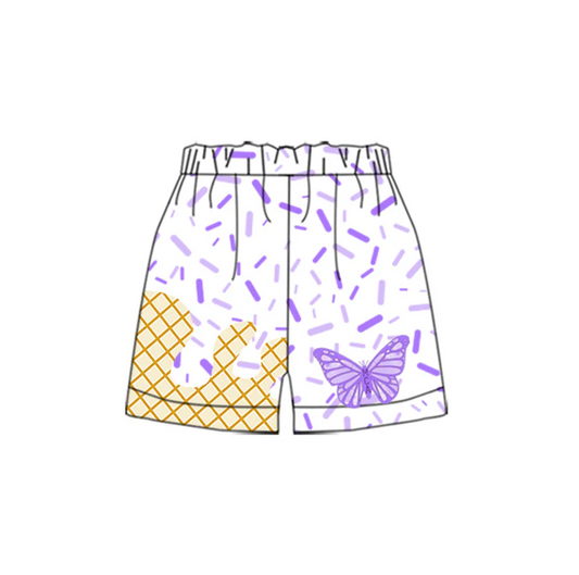 6.3 Preorder moq 5 Baby Boys Lavender Butterfly Sprinkles Team drips Shorts Bottoms