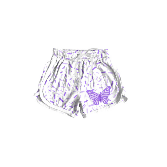 6.3Preorder(moq 5) Baby Girls Team Lavender Butterfly Sprinkles Sports Shorts