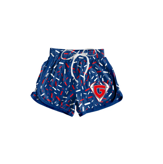 6.3 Preorder(moq 5) Baby Girls Team G Navy Sprinkles Sports Shorts