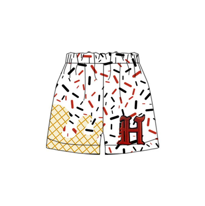 6.3 Preorder moq 5 Baby Boys White H Sprinkles Team Shorts Bottoms