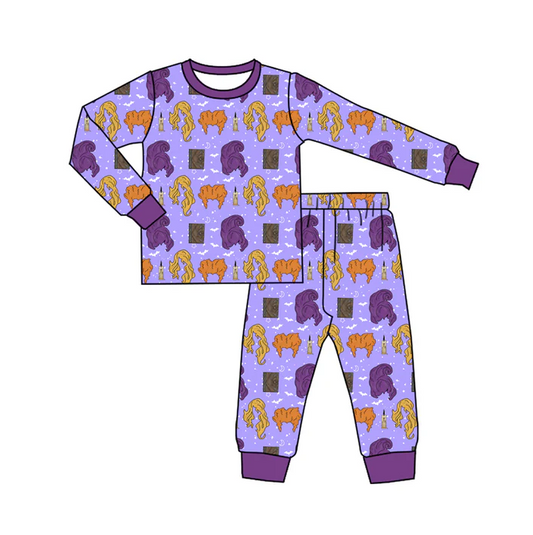 6.6 Preorder (moq 5)Baby Boys Long Sleeves Purple Hair Plaid Top Pant Pajamas Set