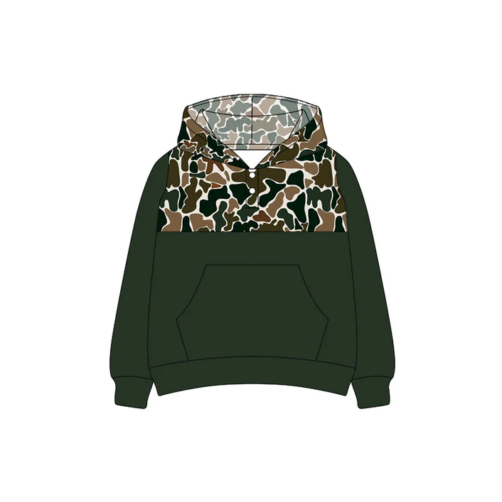 6.9 Preorder (moq 5)Baby Boys Southern Grey Camouflage Hooded Pullovers Tee Shirts