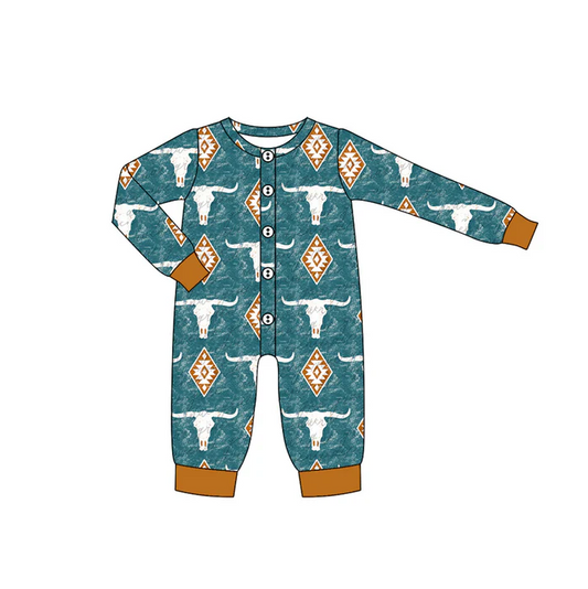 6.10 Preorder (moq 5)Baby Boys Western Hats Buttons Long Sleeves Rompers