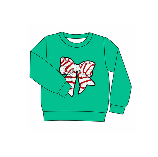 6.10 Preorder (moq 5)Baby Girls Long Sleeves Christmas Tree Bow Tee Shirts Tops
