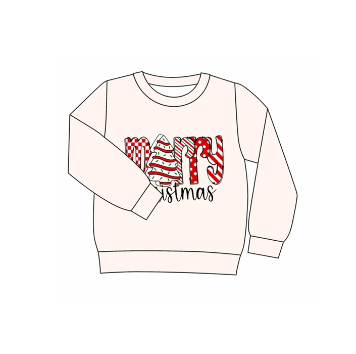 6.10 Preorder (moq 5)Baby Girls Long Sleeves Merry Christmas Tee Shirts Tops