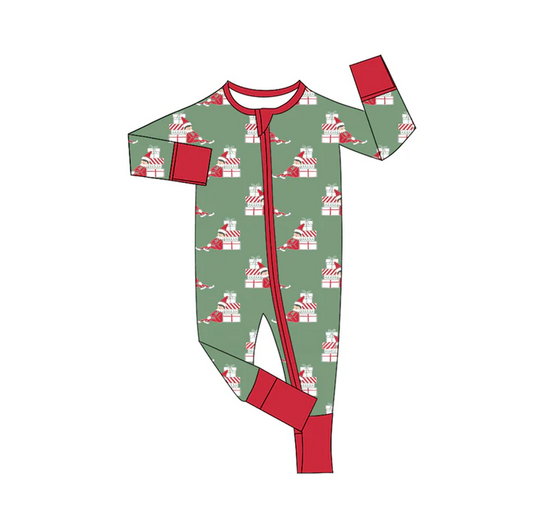 6.11 Preorder (moq 5)Baby Boys Green Long Sleeves Gifts Plaid Zipper Rompers