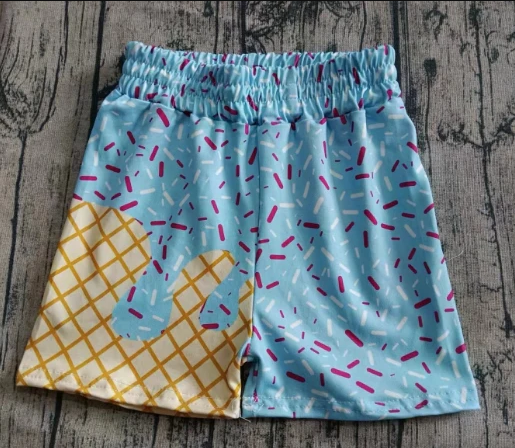 6.12 Preorder moq 5 Baby Boys Sky Blue Ice Cream Drip Team Shorts Bottom