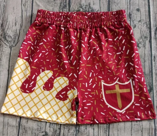 6.12 Preorder moq 5 Baby Boys Red Shield Team Shorts Bottom