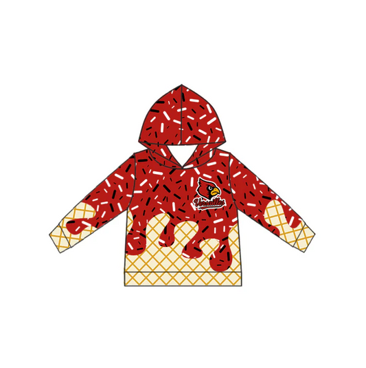 6.12 Preorder (moq 5)Baby Girls Team Red Versailles Hooded Pullovers Tops