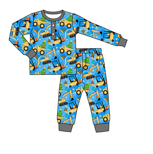 6.13 Baby Boys Christmas Construction Pajamas Clothes Sets preorder(moq 5)