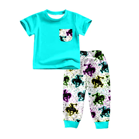 6.13 Baby Boys Pocket Shirt Horse Pants Clothes Sets preorder(moq 5)