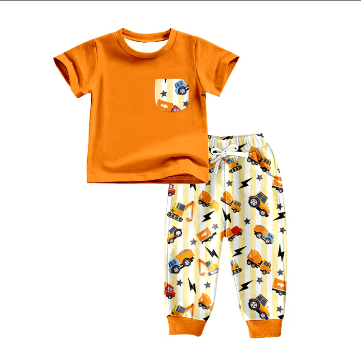 6.13 Baby Boys Pocket Shirt Construction Pants Clothes Sets preorder(moq 5)