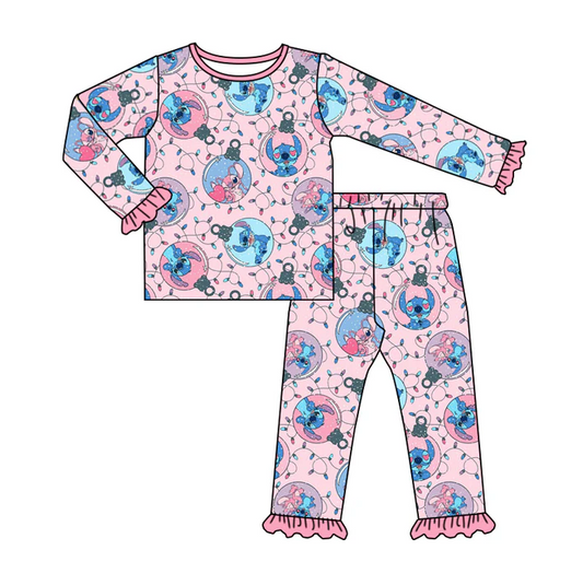 6.13 Baby Girls Cartoon Pink pajamas Clothes Sets preorder(moq 5)