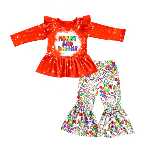 6.13 Baby Girls Merry and Bright Bell Pants Clothes Sets preorder(moq 5)