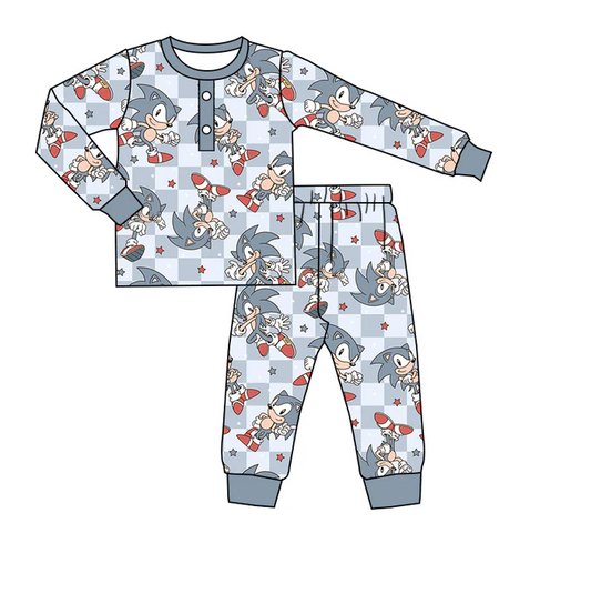 6.13 Baby Boys Cartoon Plaid Pajamas Clothes Sets preorder(moq 5)