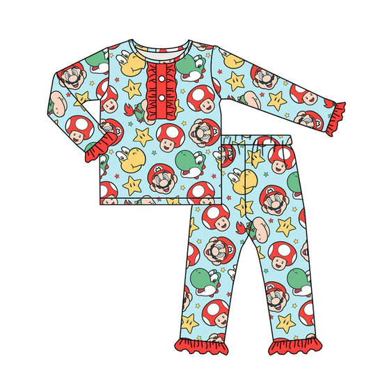 6.13 Baby Girls Game Red Pajamas Clothes Sets preorder(moq 5)