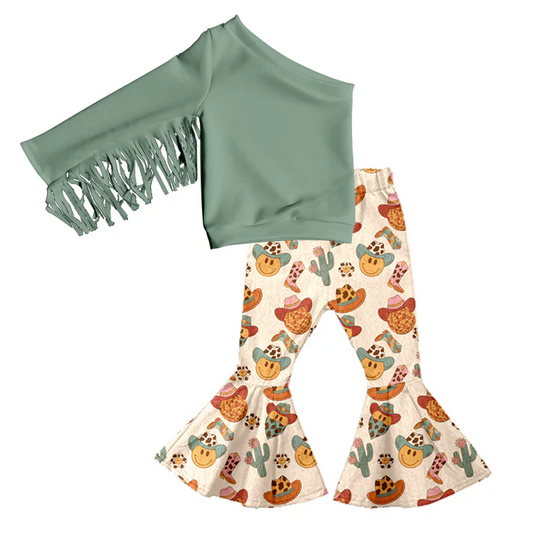 6.13 Baby Girls Tassel Shirt Cowboy Bell Pants Clothes Sets preorder(moq 5)