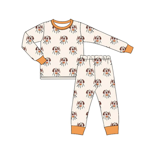 6.14Preorder (moq 5)Baby Boys Long Sleeves Dogs Plaid Top Pant Pajamas Set