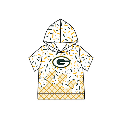 6.14 Preorder (moq 5)Baby Boys Dark Green G Drip Team Short Sleeves Hoodies Top