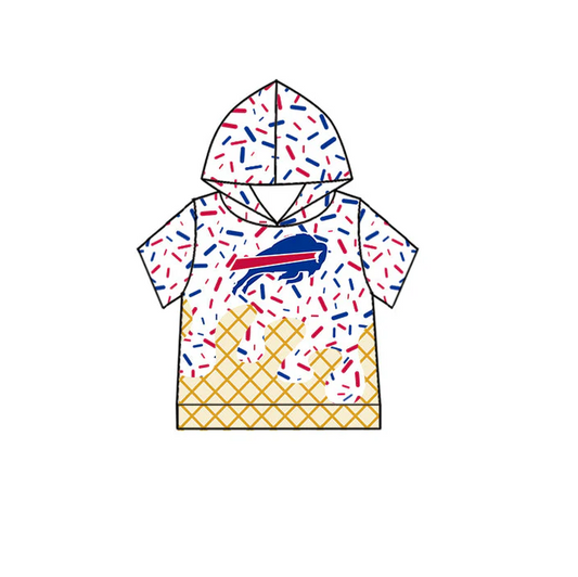 6.14 Preorder (moq 5)Baby Boys Hot Blue Bull Drip Team Short Sleeves Hoodies Top