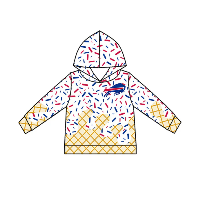 6.14 Preorder (moq 5)Baby Boys Hot Blue Bull Drip Team Long Sleeves Hoodies Top