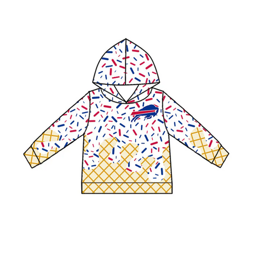 6.14 Preorder (moq 5)Baby Boys Hot Blue Bull Drip Team Long Sleeves Hoodies Top