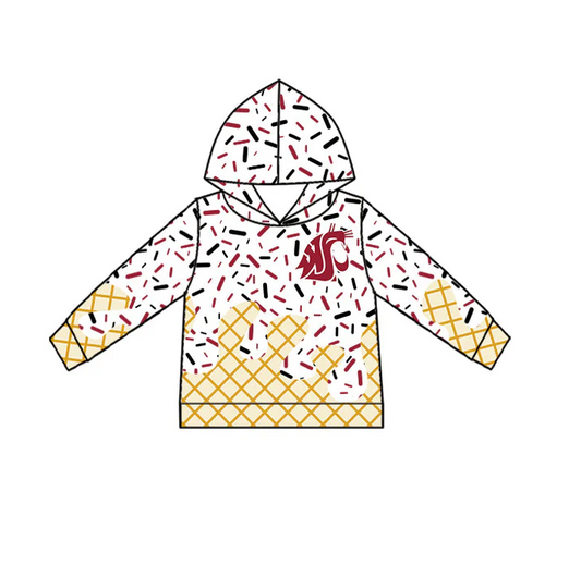 6.14 Preorder (moq 5)Baby Boys Red Cougars Drip Team Long Sleeves Hoodies Top