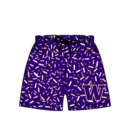 6.14 Preorder (moq 5)Baby Boys Purple W Drip Team Shorts Bottoms