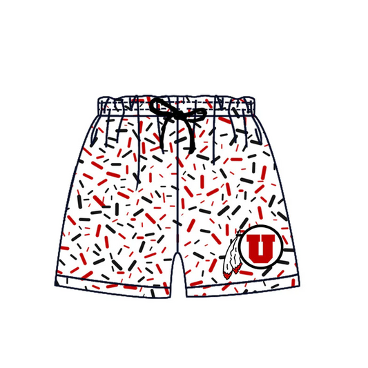6.14 Preorder (moq 5)Baby Boys Red U Drip Team Shorts Bottoms