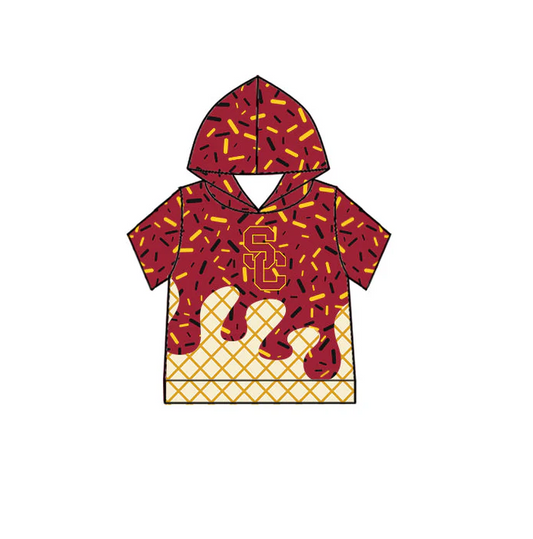 6.14 Preorder (moq 5)Baby Boys Short Sleeves Red SC Drip Team Hoodies Top